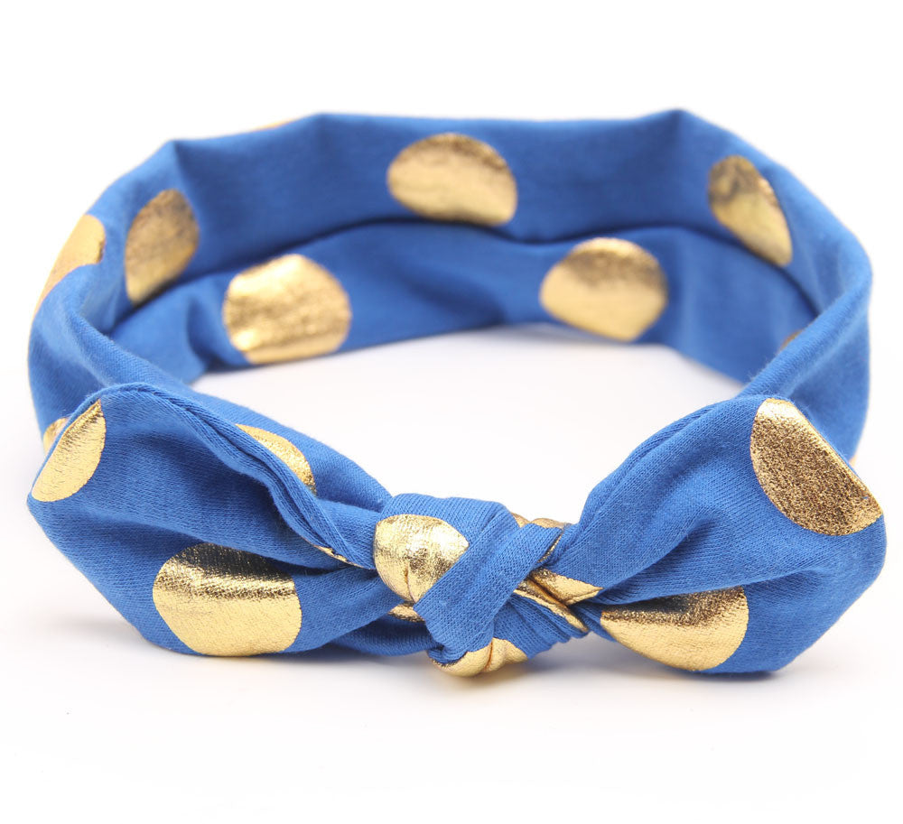 Gold Baby Cotton Headband Girls Knotted Head Wraps Jersey Knit Headwraps Gold Headband - Shopy Max