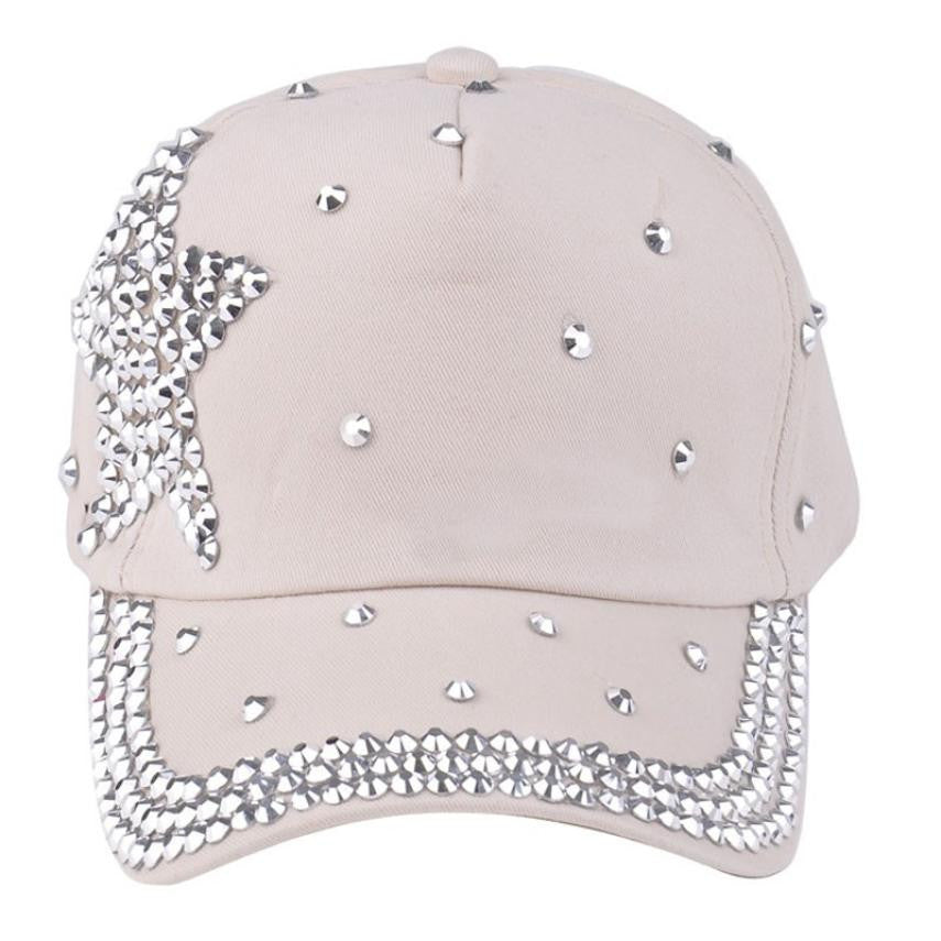 Baseball Cap Children Cotton Five-pointed star diamond Rhinestone Star - Shopy Max