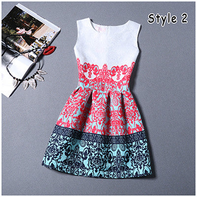 New 2016 Summer Vestido de Festa Female Clothing Vintage Print Sleeveless