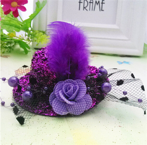 Christmas Gift 8cm Diameter Cap Hairpins Party Prom Hair Clip Fur Hat Children Flower Hair Accessories Women Barrettes