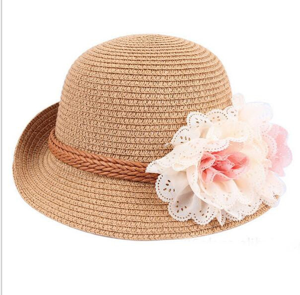 2016 Hot Cute Flower Decorate Baby Girls Children Hats Sun Beach Caps