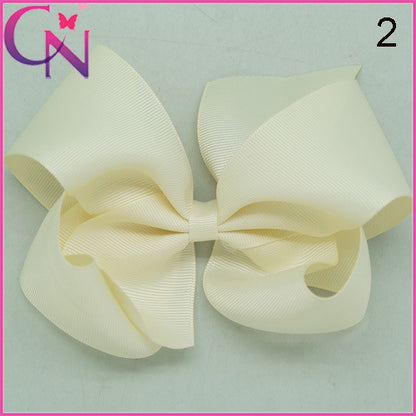 High Quality 6" Fashion Solid Ribbon Hair Bow For Baby Kids Girls Handmade Hair