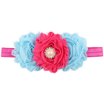 1pcs new cute Baby 3 Flower Headband Newborn baby girls Headwear Pearl hair band Kids hair accessories H2