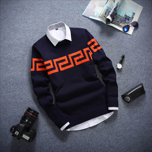 Round Neck Long Sleeved Men's Sweater | Shopy Max