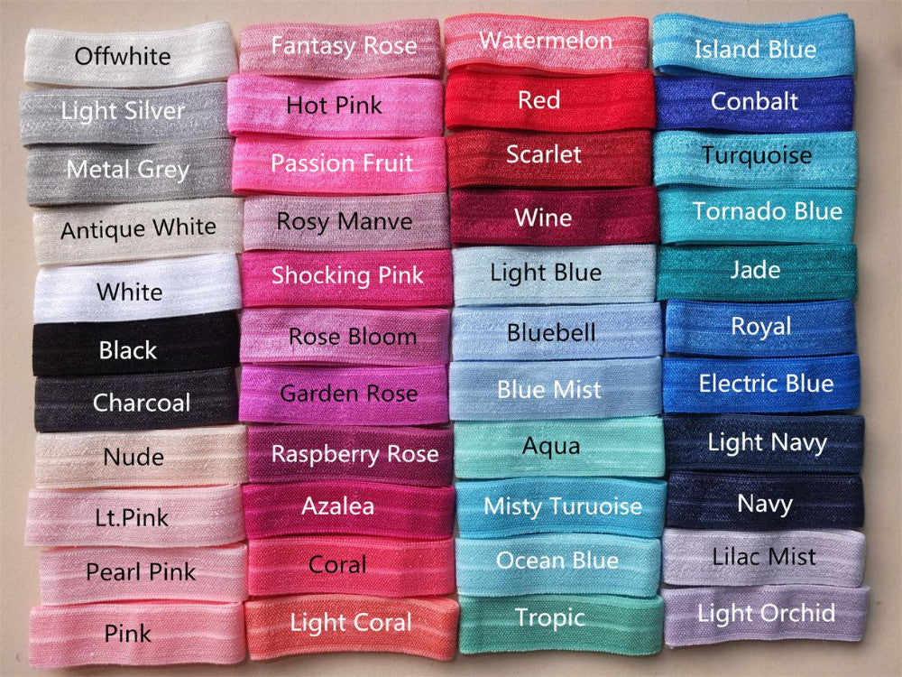 80 Colors Available,Fold over elastic,5 yards per color,FOE 5/8''Elastic Ribbon,Shiny - Shopy Max