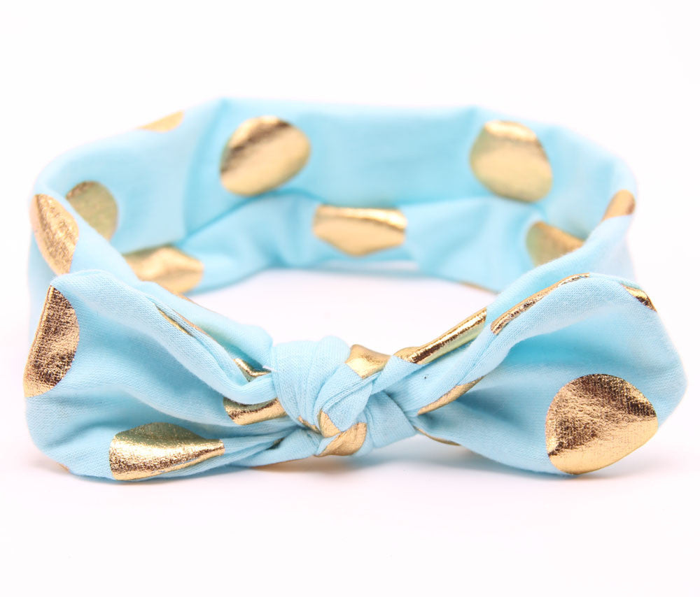 Gold Baby Cotton Headband Girls Knotted Head Wraps Jersey Knit Headwraps Gold Headband - Shopy Max