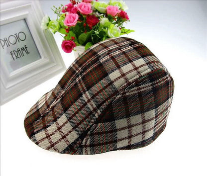 2016 Spring and Autumn Kids Fashion Berets Plaid Hats For Baby Boy And Girl Hat And Cap 9 colors