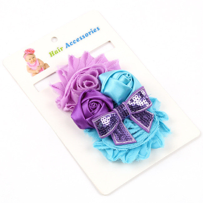 8Clrs children Infant Baby toddler girls lace multi color rose & fringed flower Headband Headwear HairBand - Shopy Max