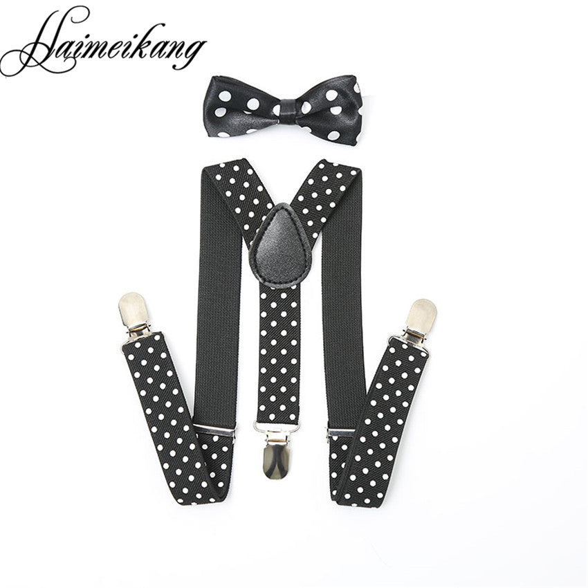 1Set Children Suspenders Bow tie Bow Tie Ties Adjustable Boys Girls Kid 3 Clip-on Y Back Elastic Braces Suspenders