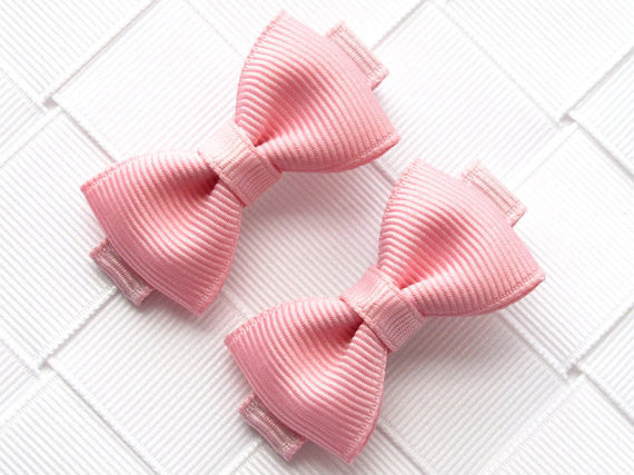 2pcs/lot boutique barrettes for children baby girls mini ribbon hair clip bows - Shopy Max