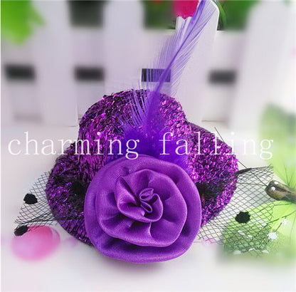 Christmas Gift 8cm Diameter Cap Hairpins Party Prom Hair Clip Fur Hat Children Flower Hair Accessories Women Barrettes