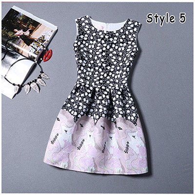 New 2016 Summer Vestido de Festa Female Clothing Vintage Print Sleeveless