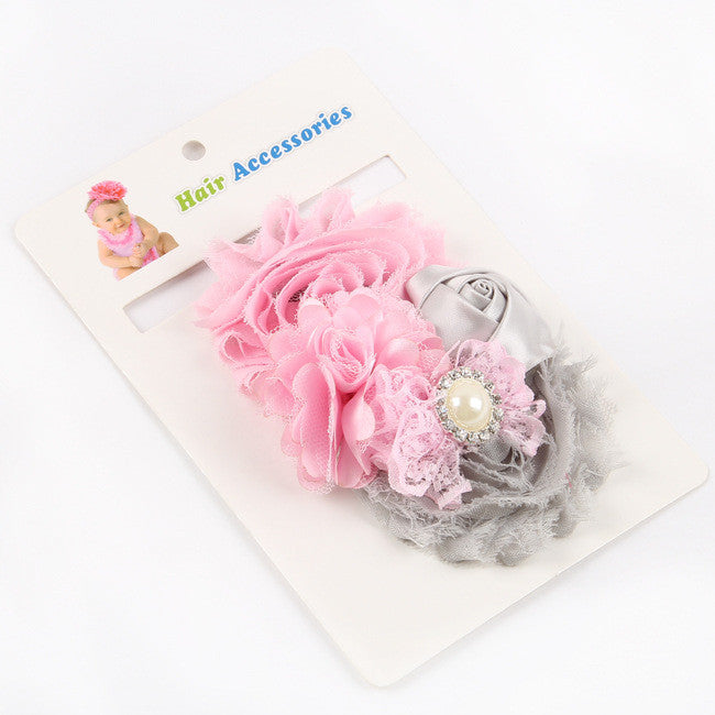 8Clrs children Infant Baby toddler girls lace multi color rose & fringed flower Headband Headwear HairBand - Shopy Max