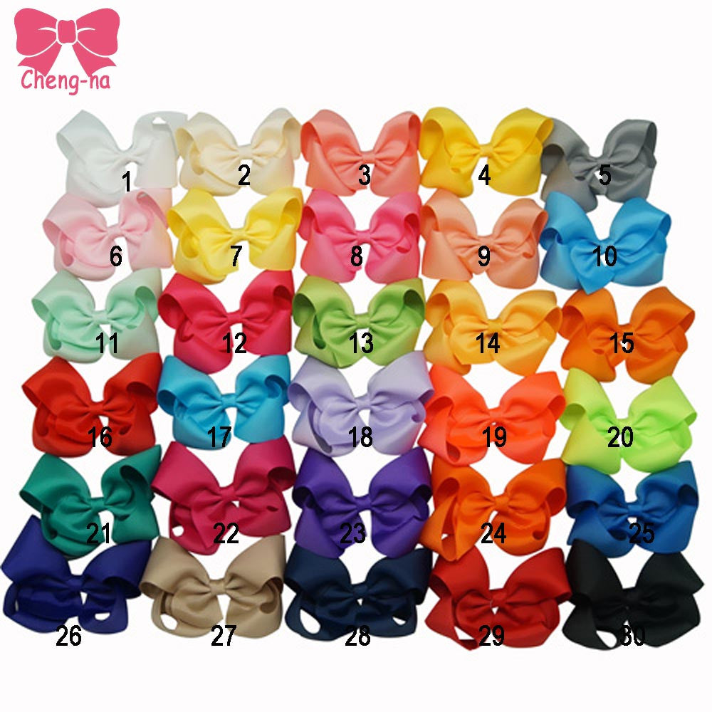 Hot Sale 4 Inch Boutique Hair Bow Baby Girls Grosgrain Ribbon HairBow with Clips