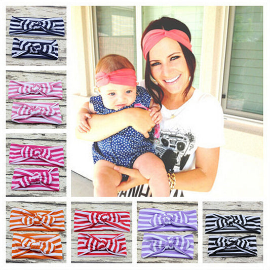 New 1 Set Mom and Me Matching Turban Headband For Hair Accessories Fashion Stripe Headband Mommy