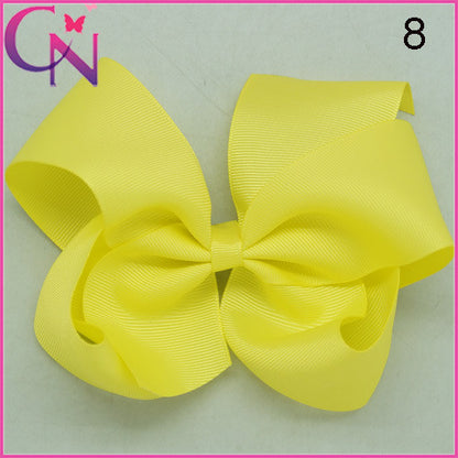 High Quality 6" Fashion Solid Ribbon Hair Bow For Baby Kids Girls Handmade Hair