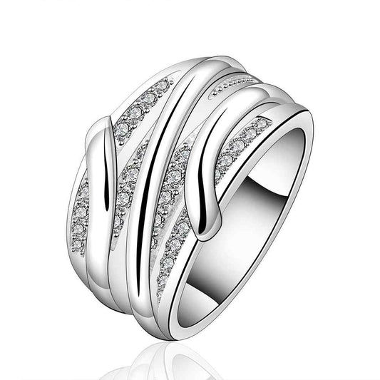 NEW Arrivel 2014 USA EURO Style Fashion Silver plated crystal line Ring Wholesale Jewelry SMTR572