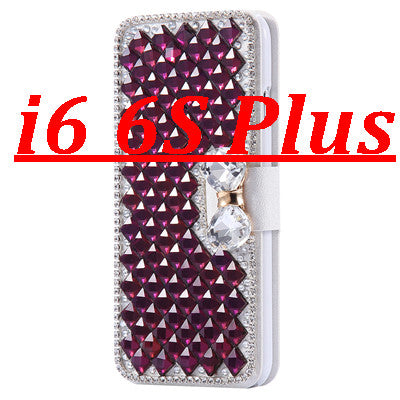 i6 /6S/ Plus Deluxe Silk Skin Diamond Wallet Stand Leather Cases for Apple iPhone 6 /6S /6S Plus /6S Plus Cover With Card Slot - Shopy Max