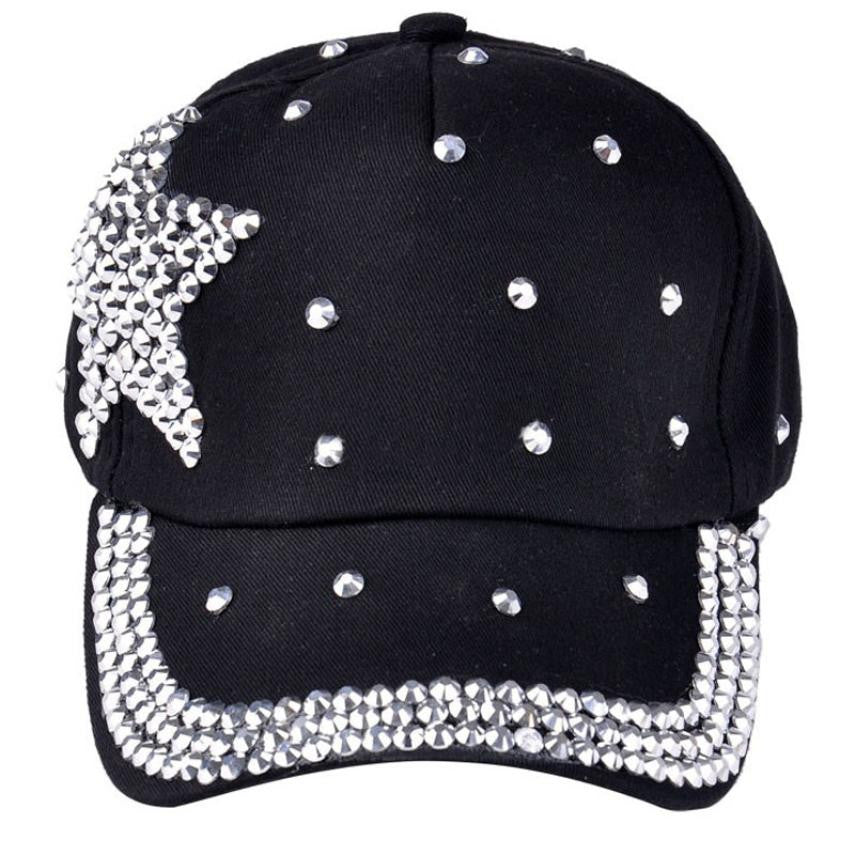 Baseball Cap Children Cotton Five-pointed star diamond Rhinestone Star - Shopy Max