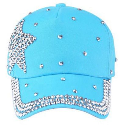 Baseball Cap Children Cotton Five-pointed star diamond Rhinestone Star - Shopy Max