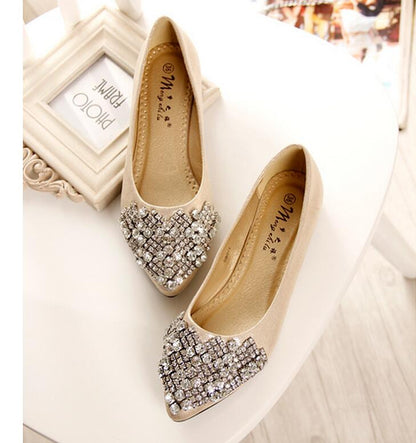 2016 new Women's Flats rhinestone pointed toe women flats fashion shoes woman big