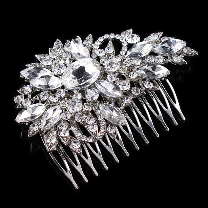 Fashion Bridal Hair Jewelries Crystal Clear Rhinestone Flower Alloy