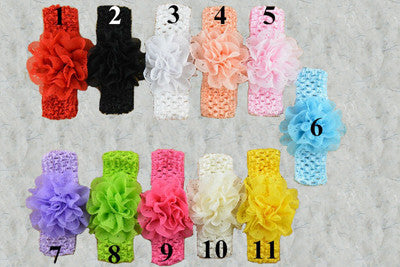 Promotion 10pcs/lot Chiffon Lace Flower Crochet Headband Baby Girls Dress - Shopy Max