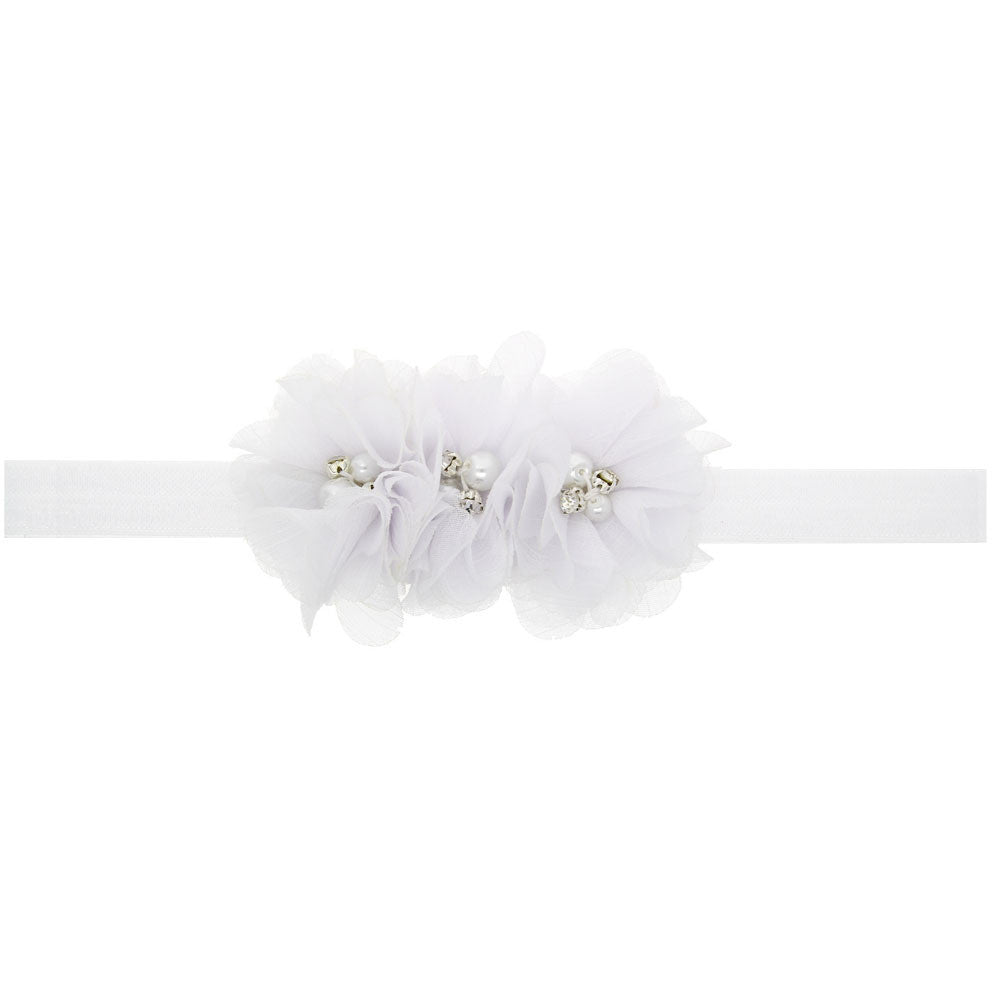 20Clrs New Fashion Hot children kids Baby girls pearl diamond 3 flowers Headband Headwear Hair Band Head Piece Accessories