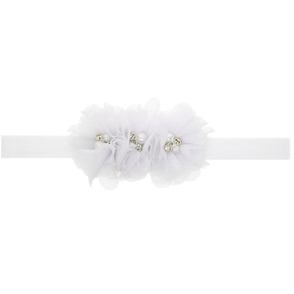 20Clrs New Fashion Hot children kids Baby girls pearl diamond 3 flowers Headband Headwear Hair Band Head Piece Accessories