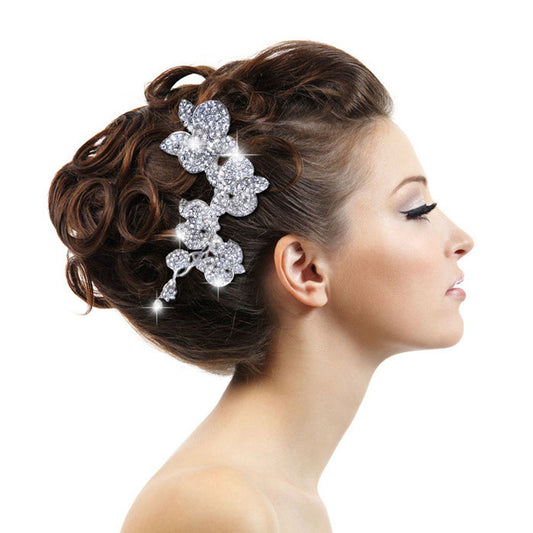 Fashion Wedding Accessories Charm Austrian Crystal Flower Leaf Bridal Hair Comb Wedding Decoration - Shopy Max