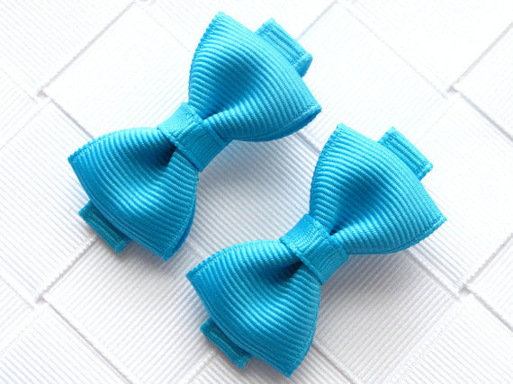 2pcs/lot boutique barrettes for children baby girls mini ribbon hair clip bows - Shopy Max