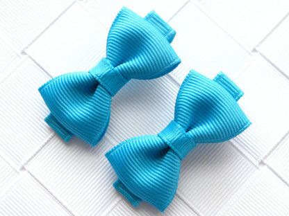 2pcs/lot boutique barrettes for children baby girls mini ribbon hair clip bows - Shopy Max