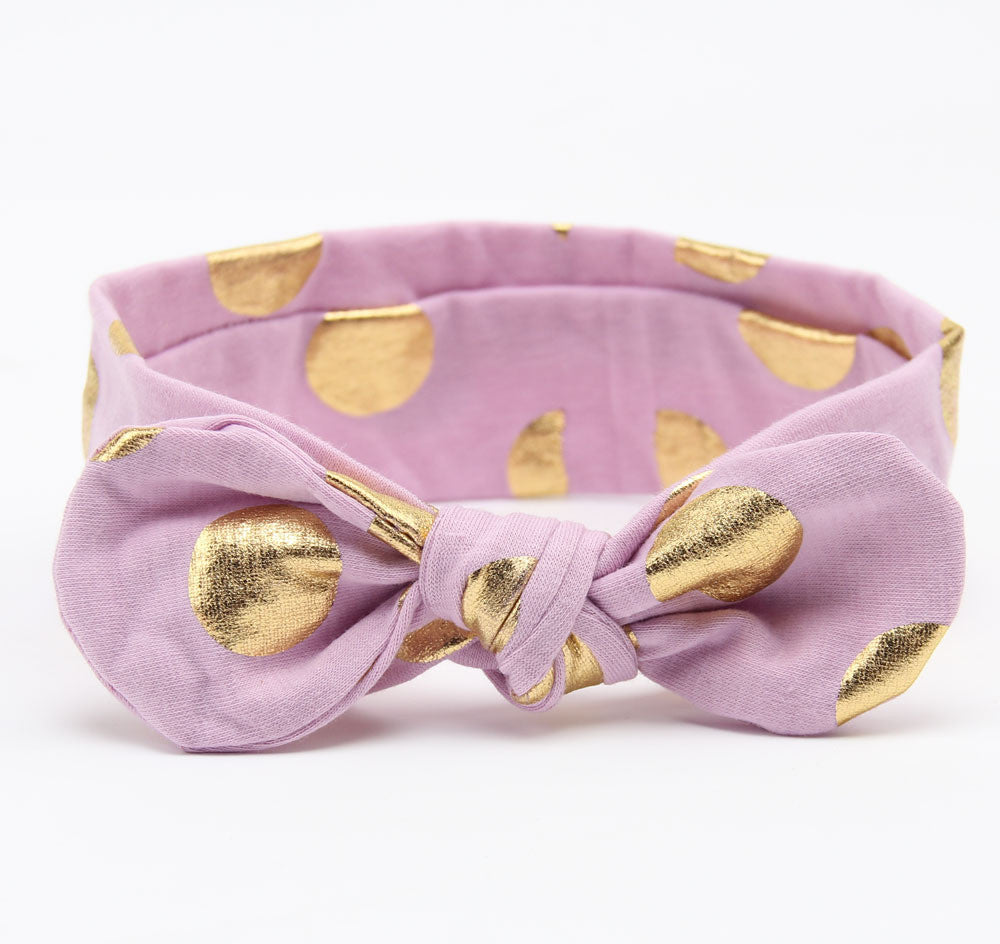 Gold Baby Cotton Headband Girls Knotted Head Wraps Jersey Knit Headwraps Gold Headband - Shopy Max