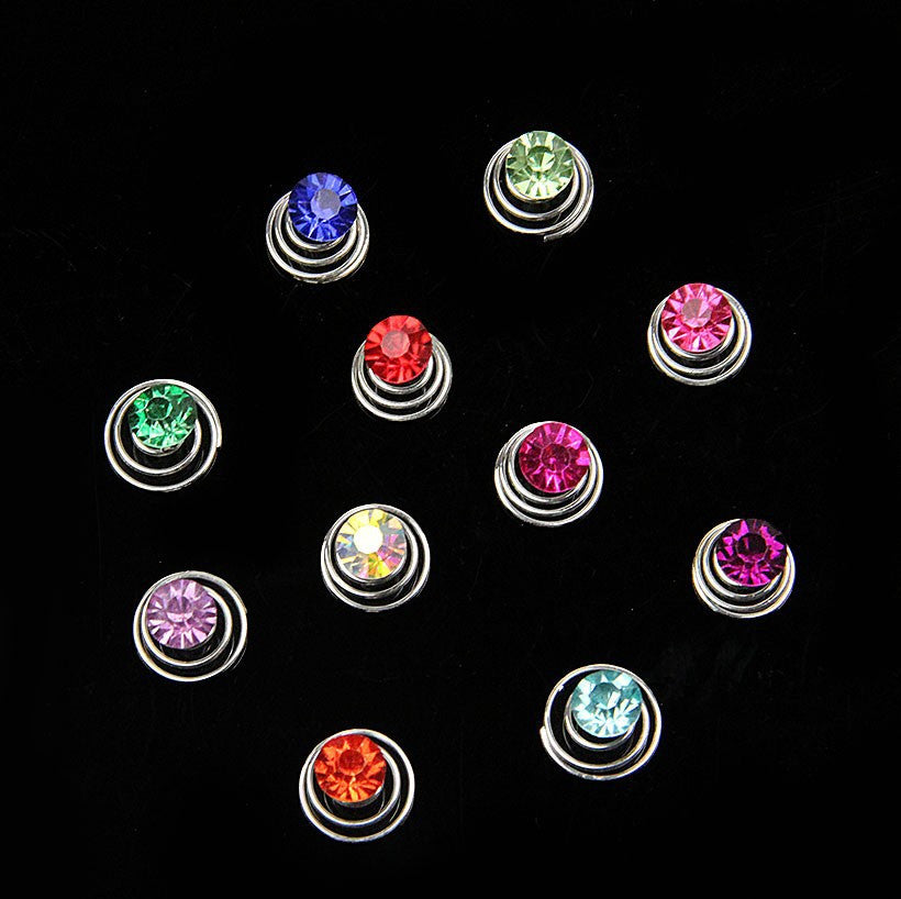 10 pcs Rhinestone Coil Swirl Spiral Twist Hair Spin Pins Women - Shopy Max