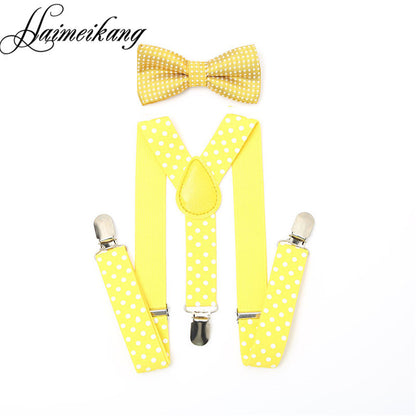 1Set Children Suspenders Bow tie Bow Tie Ties Adjustable Boys Girls Kid 3 Clip-on Y Back Elastic Braces Suspenders