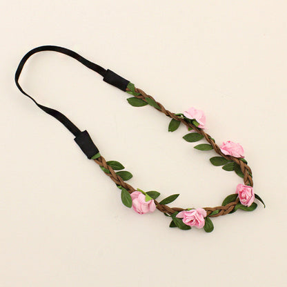 Fashion Women Bride Flower Headband Bohemian Style Rose Flower Crown Hairband Ladies - Shopy Max