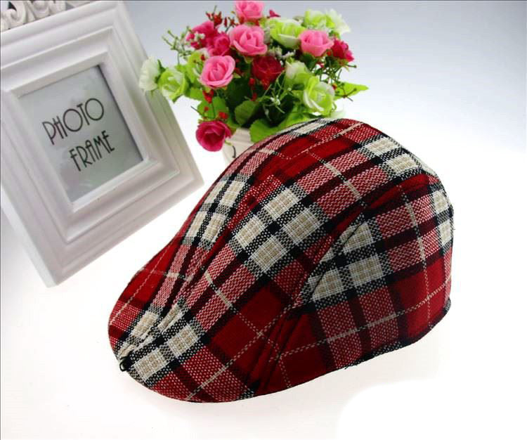 2016 Spring and Autumn Kids Fashion Berets Plaid Hats For Baby Boy And Girl Hat And Cap 9 colors