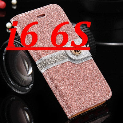 i6 /6S/ Plus Sparkling Glitter Diamond Line Leather Case for Apple iPhone 6 /6S for iPhone 6 /6S /Plus Wallet Stand Photo Cover - Shopy Max