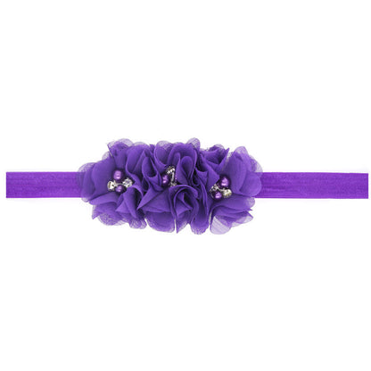 20Clrs New Fashion Hot children kids Baby girls pearl diamond 3 flowers Headband Headwear Hair Band Head Piece Accessories