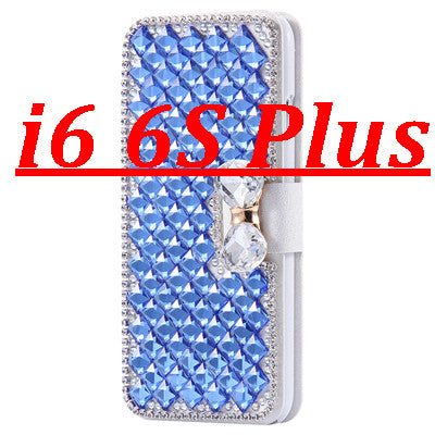 i6 /6S/ Plus Deluxe Silk Skin Diamond Wallet Stand Leather Cases for Apple iPhone 6 /6S /6S Plus /6S Plus Cover With Card Slot - Shopy Max