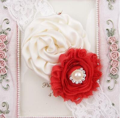 Elastic Headbands with pearl  flower baby girl hair accessories infant rose flower hairbands headwear