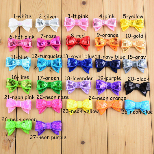 Free shipping , 100 pcs/lot , Mini Sequin Bows , Wholesale Sequin Bows , Bow Knot Applique Mini Bows