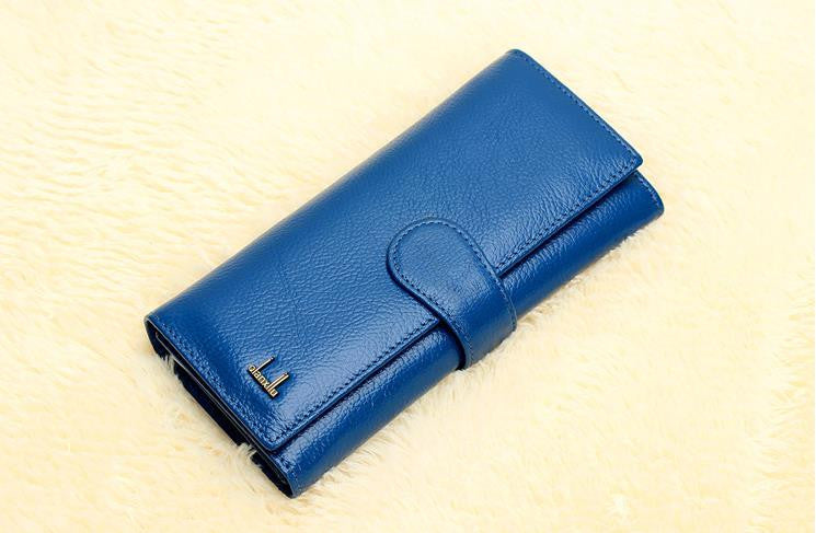 hot sale women genuine  leather wallet  brand luxury women three foldings  coin Purse handbag