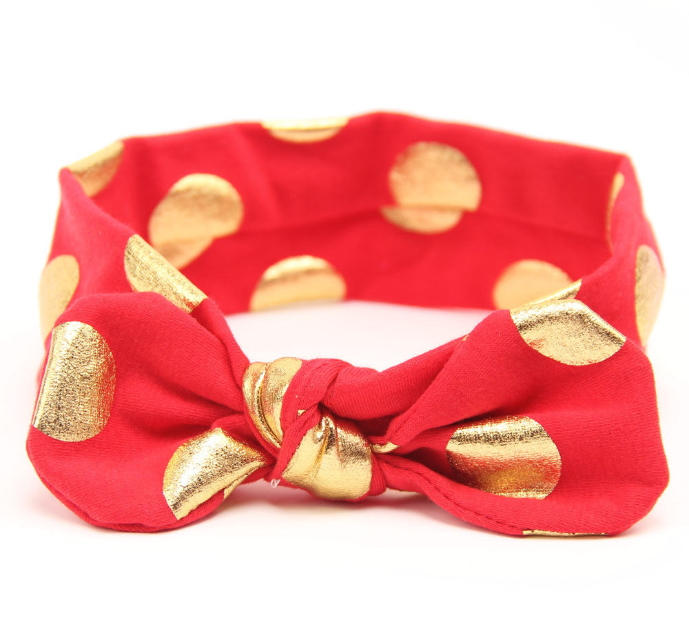 Gold Baby Cotton Headband Girls Knotted Head Wraps Jersey Knit Headwraps Gold Headband - Shopy Max