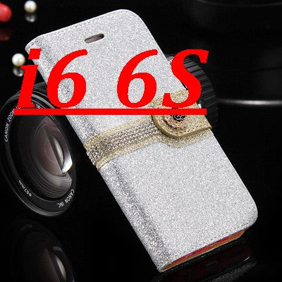 i6 /6S/ Plus Sparkling Glitter Diamond Line Leather Case for Apple iPhone 6 /6S for iPhone 6 /6S /Plus Wallet Stand Photo Cover - Shopy Max