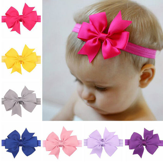 20PCS/LOT Girl Hair Bow Headband DIY Grosgrain Ribbon Bow Elastic Hair Bands