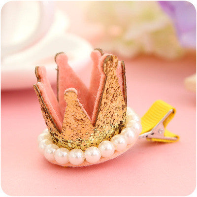 New Princess Crown Hairpin Hair Accessories Resin Diamond Gliter Pearls Girls