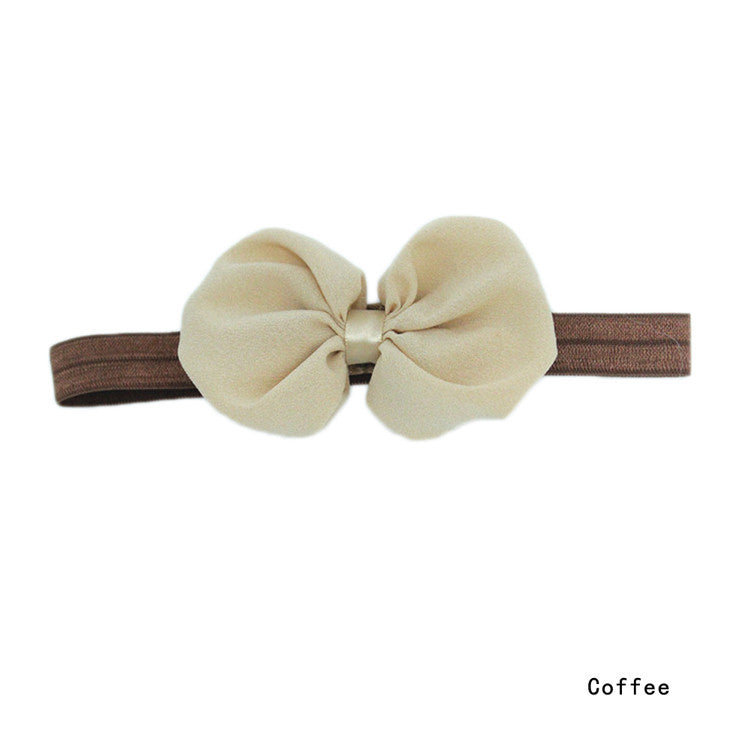 Fashion Solid Color Chiffon Bowknot Elastic Baby Girl Hairbands 14 Colors Hair Accessories BB-265 - Shopy Max