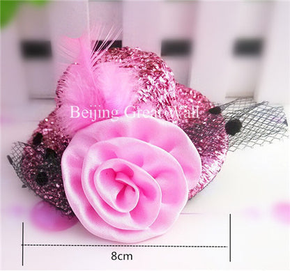 Christmas Gift 8cm Diameter Cap Hairpins Party Prom Hair Clip Fur Hat Children Flower Hair Accessories Women Barrettes