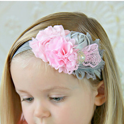 8Clrs children Infant Baby toddler girls lace multi color rose & fringed flower Headband Headwear HairBand - Shopy Max